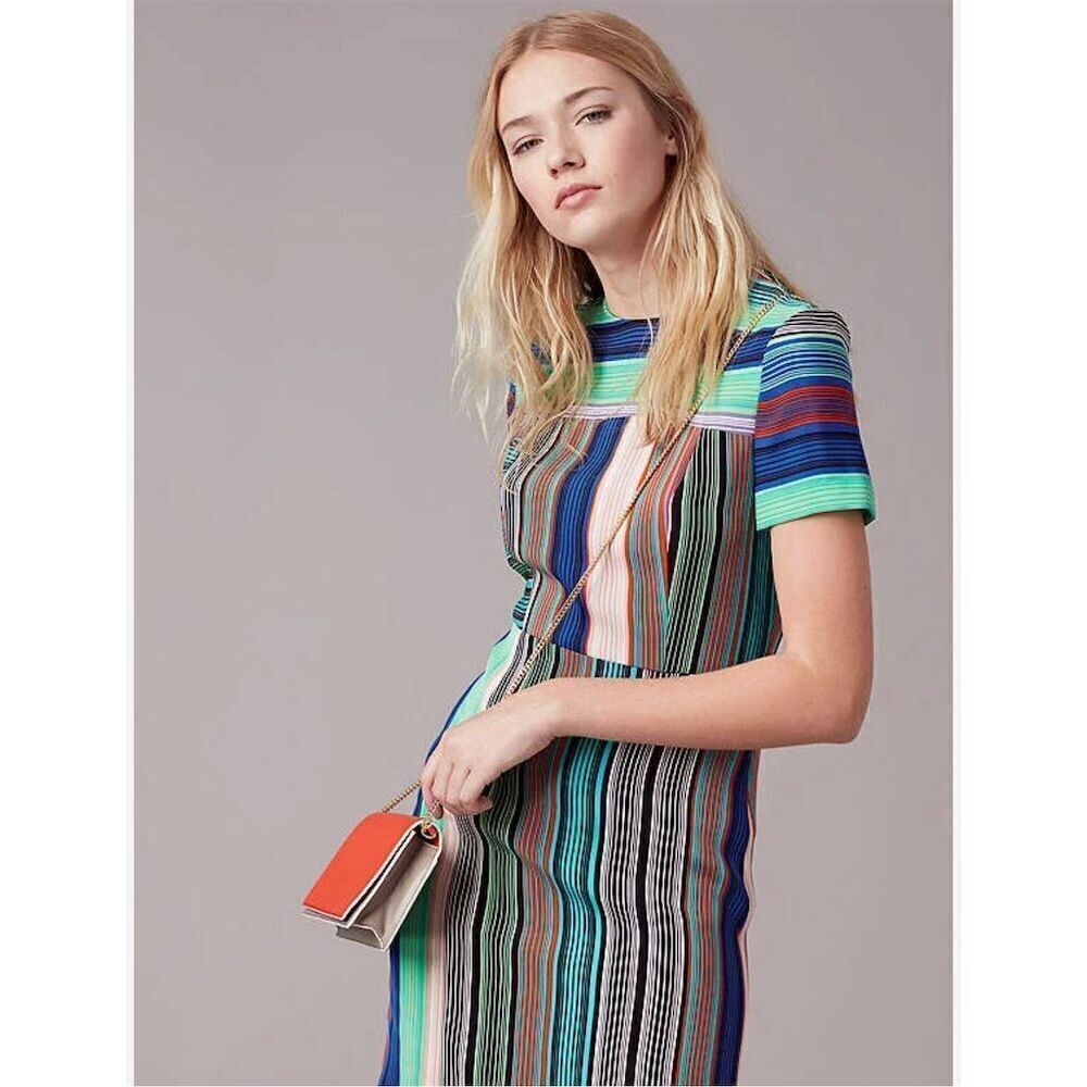 Diane von Furstenberg Women's Striped Knee Length Dress Size 2 Multicolor